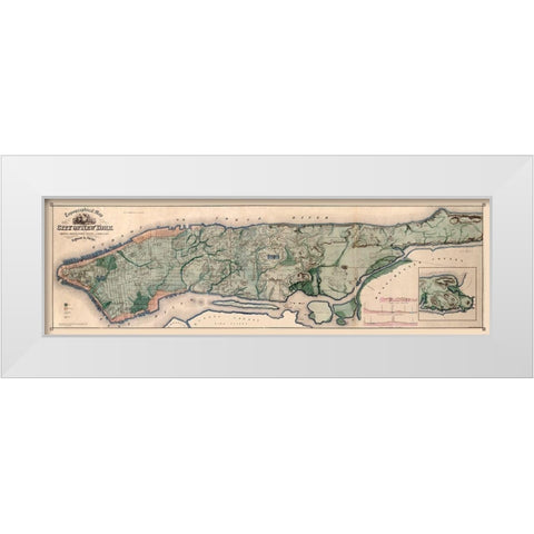 New York City New York - Viele 1865  White Modern Wood Framed Art Print by Viele