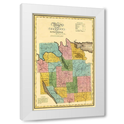 Onondaga New York Landowner - Burr 1829 White Modern Wood Framed Art Print by Burr