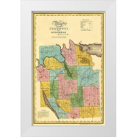 Onondaga New York Landowner - Burr 1829 White Modern Wood Framed Art Print by Burr