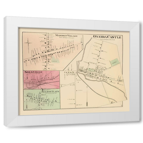 Oneida Castle New York Landowner - Whitman 1875 White Modern Wood Framed Art Print by Whitman