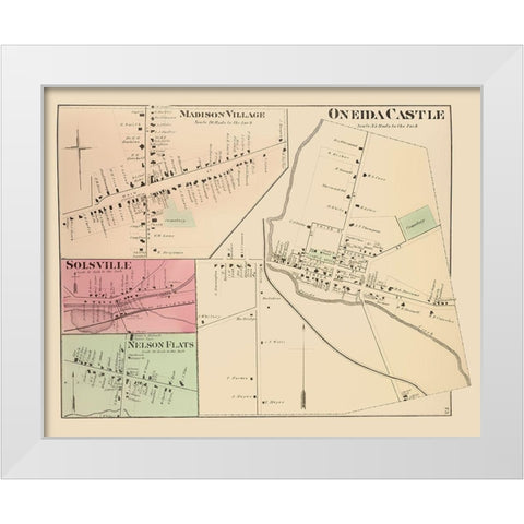 Oneida Castle New York Landowner - Whitman 1875 White Modern Wood Framed Art Print by Whitman