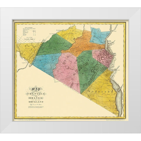 Orange  Rockland New York Landowner - Burr 1779 White Modern Wood Framed Art Print by Burr