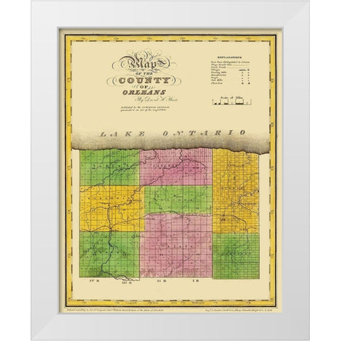 Orleans New York - Burr 1829 White Modern Wood Framed Art Print by Burr