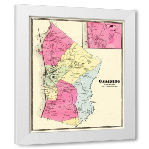 Ossining, Sparta New York Landowner - Beers 1868 White Modern Wood Framed Art Print by Beers