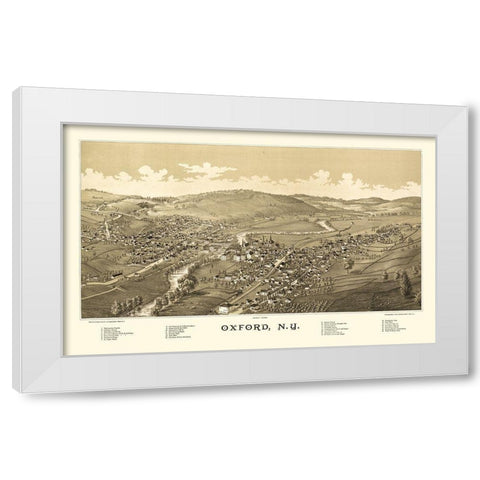 Oxford New York - Burleigh 1888  White Modern Wood Framed Art Print by Burleigh