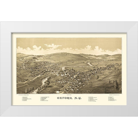Oxford New York - Burleigh 1888  White Modern Wood Framed Art Print by Burleigh