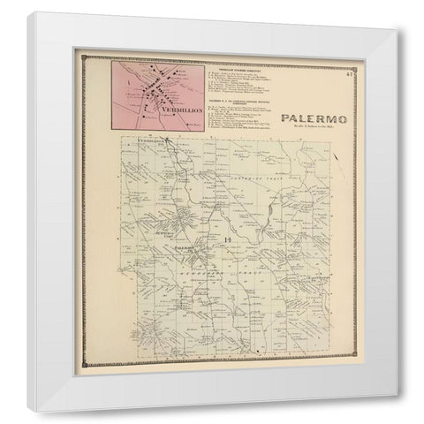 Palermo New York Landowner - Stone 1866 White Modern Wood Framed Art Print by Stone