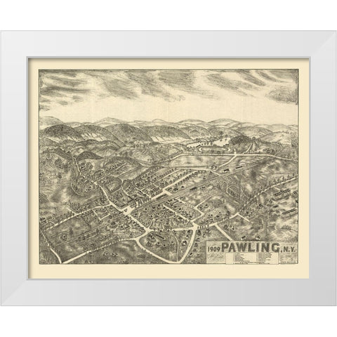 Pawling New York - Smith 1909  White Modern Wood Framed Art Print by Smith