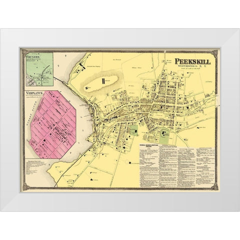Peekskill New York Landowner - Beers 1868 White Modern Wood Framed Art Print by Beers