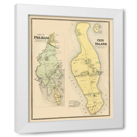 Pelham, City Island New York Landowner - Beers White Modern Wood Framed Art Print by Beers