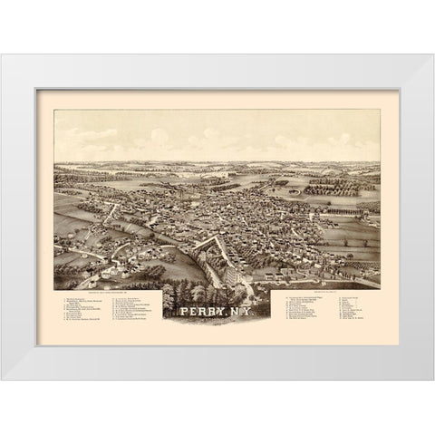 Perry New York - Norris 1892  White Modern Wood Framed Art Print by Norris