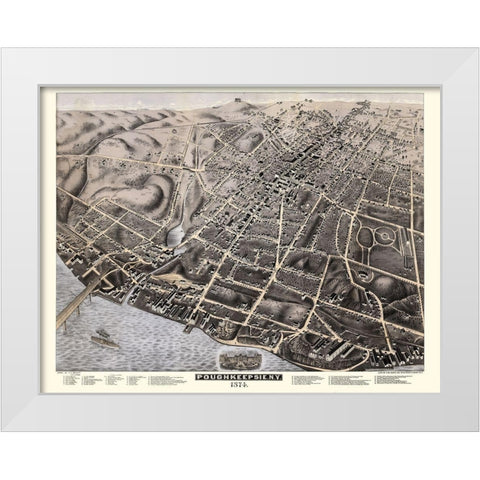 Poughkeepsie New York - Bailey 1874  White Modern Wood Framed Art Print by Bailey
