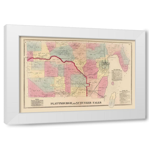 Plattsburgh, Schuyler Falls New York Landowner White Modern Wood Framed Art Print by Beers