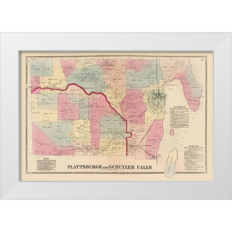 Plattsburgh, Schuyler Falls New York Landowner White Modern Wood Framed Art Print by Beers