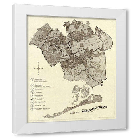 Queens New York -1918 White Modern Wood Framed Art Print by Unknown