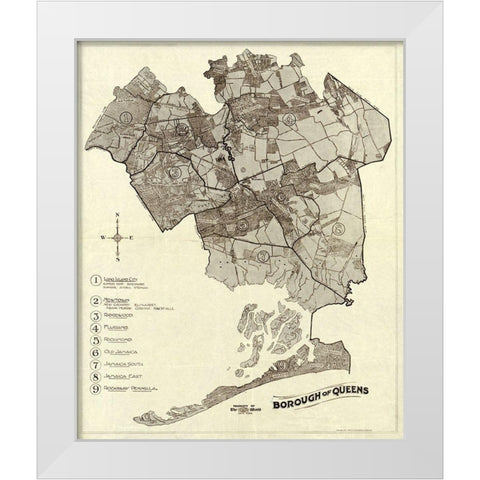Queens New York -1918 White Modern Wood Framed Art Print by Unknown