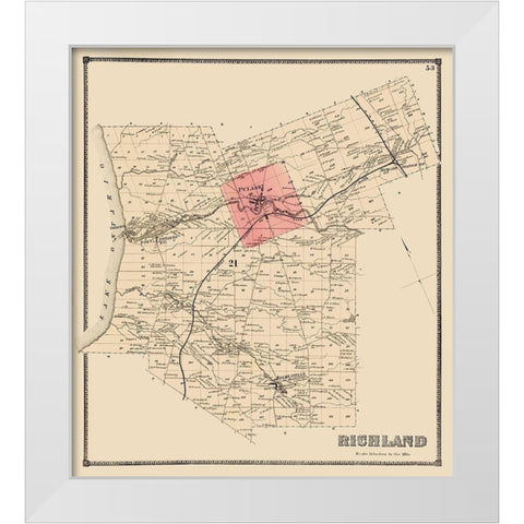 Richland New York Landowner - Stone 1866 White Modern Wood Framed Art Print by Stone