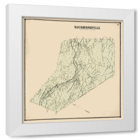 Richmondville New York Landowner - Stone 1866 White Modern Wood Framed Art Print by Stone