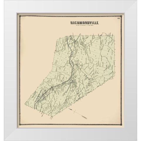 Richmondville New York Landowner - Stone 1866 White Modern Wood Framed Art Print by Stone