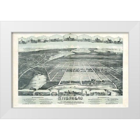 Riverhead New York -1890 White Modern Wood Framed Art Print by Unknown