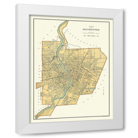 Rochester New York - Bien 1895 White Modern Wood Framed Art Print by Bien