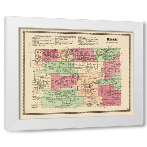 Rose New York Landowner - Beers 1874 White Modern Wood Framed Art Print by Beers