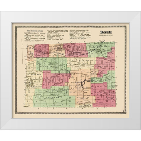 Rose New York Landowner - Beers 1874 White Modern Wood Framed Art Print by Beers