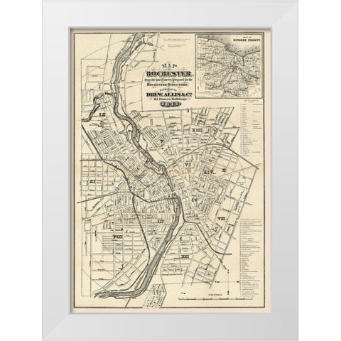 Rochester New York - Allis 1872  White Modern Wood Framed Art Print by Allis