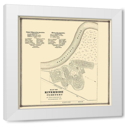 Gouverneur New York Riverside Cemetery - Stone White Modern Wood Framed Art Print by Stone