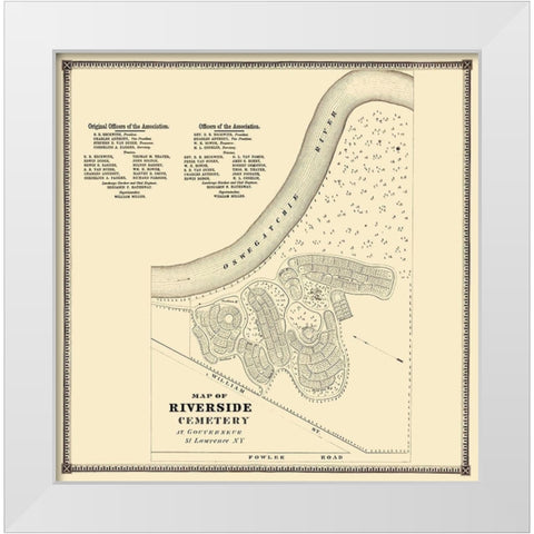 Gouverneur New York Riverside Cemetery - Stone White Modern Wood Framed Art Print by Stone