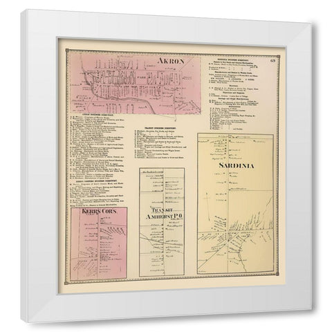 Akron, Kerrs, Transit, Sardinia New York White Modern Wood Framed Art Print by Stone