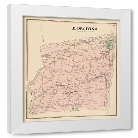 Saratoga New York Landowner - Stone 1866 White Modern Wood Framed Art Print by Stone