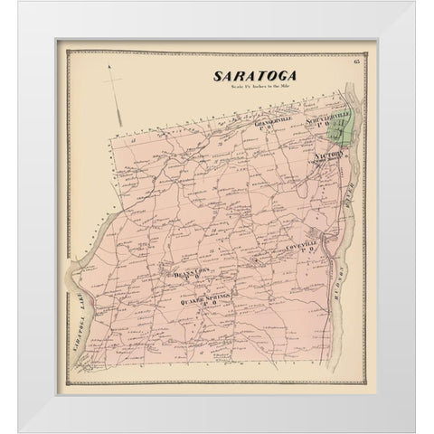 Saratoga New York Landowner - Stone 1866 White Modern Wood Framed Art Print by Stone