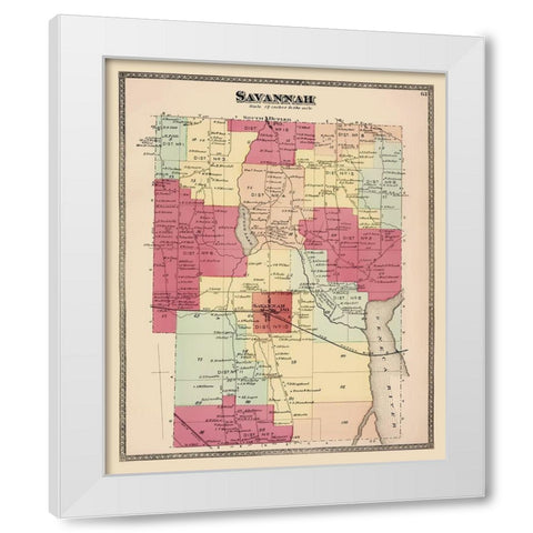 Savannah New York Landowner - Beers 1874 White Modern Wood Framed Art Print by Beers