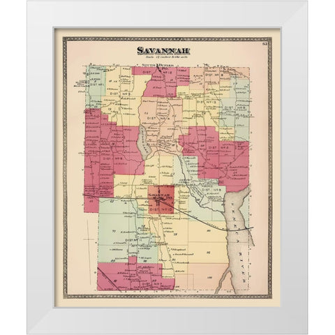 Savannah New York Landowner - Beers 1874 White Modern Wood Framed Art Print by Beers