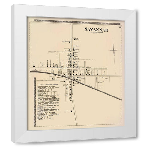 Savannah City New York Landowner - Beers 1874 White Modern Wood Framed Art Print by Beers
