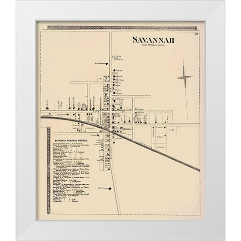 Savannah City New York Landowner - Beers 1874 White Modern Wood Framed Art Print by Beers