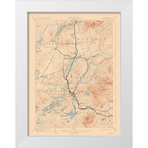 Saranac New York Quad - USGS 1904 White Modern Wood Framed Art Print by USGS