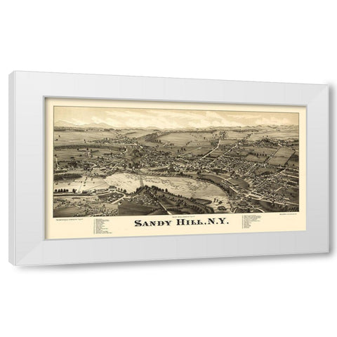 Sandy Hill New York - Burleigh 1884  White Modern Wood Framed Art Print by Burleigh