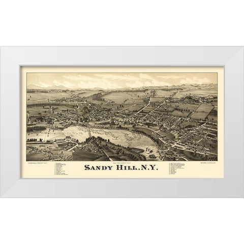 Sandy Hill New York - Burleigh 1884  White Modern Wood Framed Art Print by Burleigh