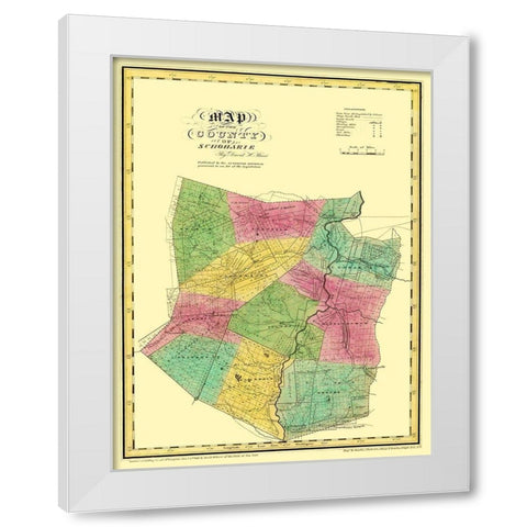 Schoharie New York Landowner - Burr 1829 White Modern Wood Framed Art Print by Burr