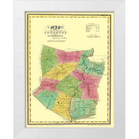 Schoharie New York Landowner - Burr 1829 White Modern Wood Framed Art Print by Burr