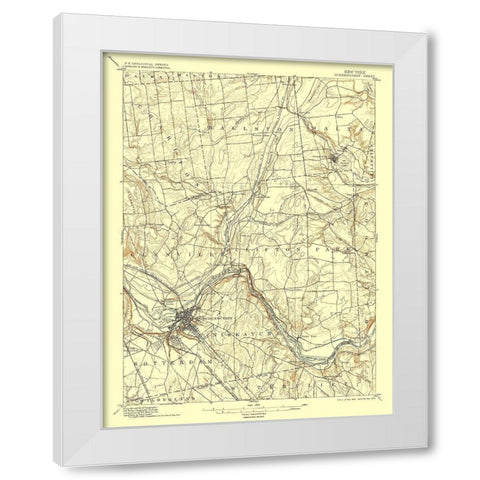 Schenectady New York Quad - USGS 1898 White Modern Wood Framed Art Print by USGS