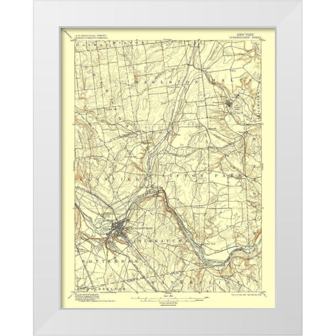 Schenectady New York Quad - USGS 1898 White Modern Wood Framed Art Print by USGS