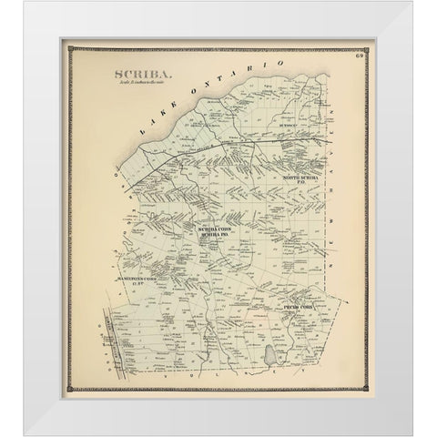 Scriba New York Landowner - Stone 1866 White Modern Wood Framed Art Print by Stone