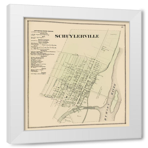 Schuylerville New York Landowner - Stone 1866 White Modern Wood Framed Art Print by Stone