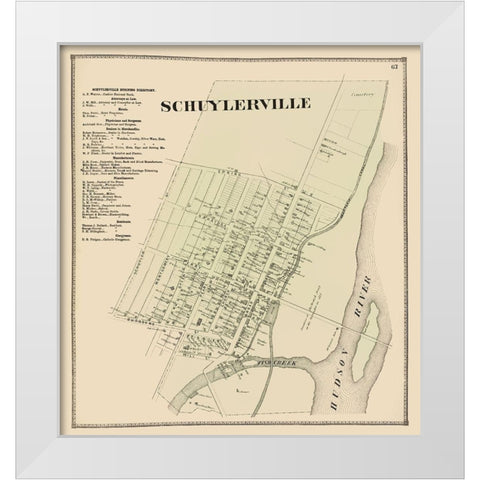 Schuylerville New York Landowner - Stone 1866 White Modern Wood Framed Art Print by Stone