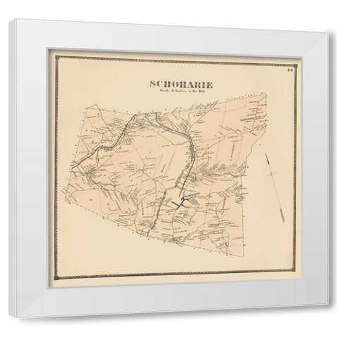 Schoharie New York Landowner - Stone 1866 White Modern Wood Framed Art Print by Stone