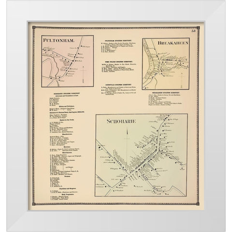 Schoharie Breakabeen Fultonham New York Landowner White Modern Wood Framed Art Print by Beers