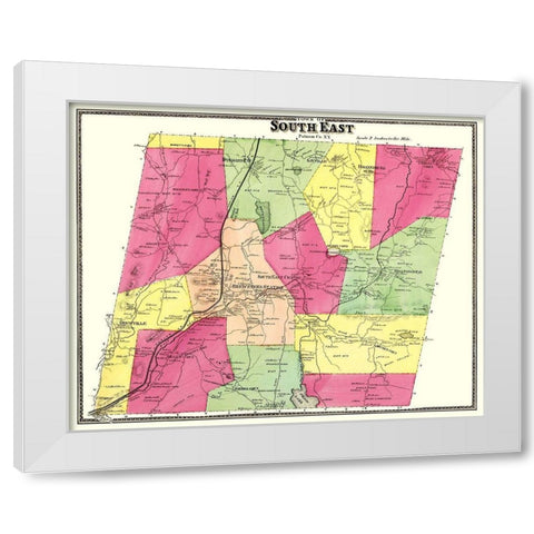 Putnam County   South East New York - Beers 1895 White Modern Wood Framed Art Print by Beers